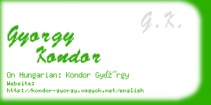 gyorgy kondor business card